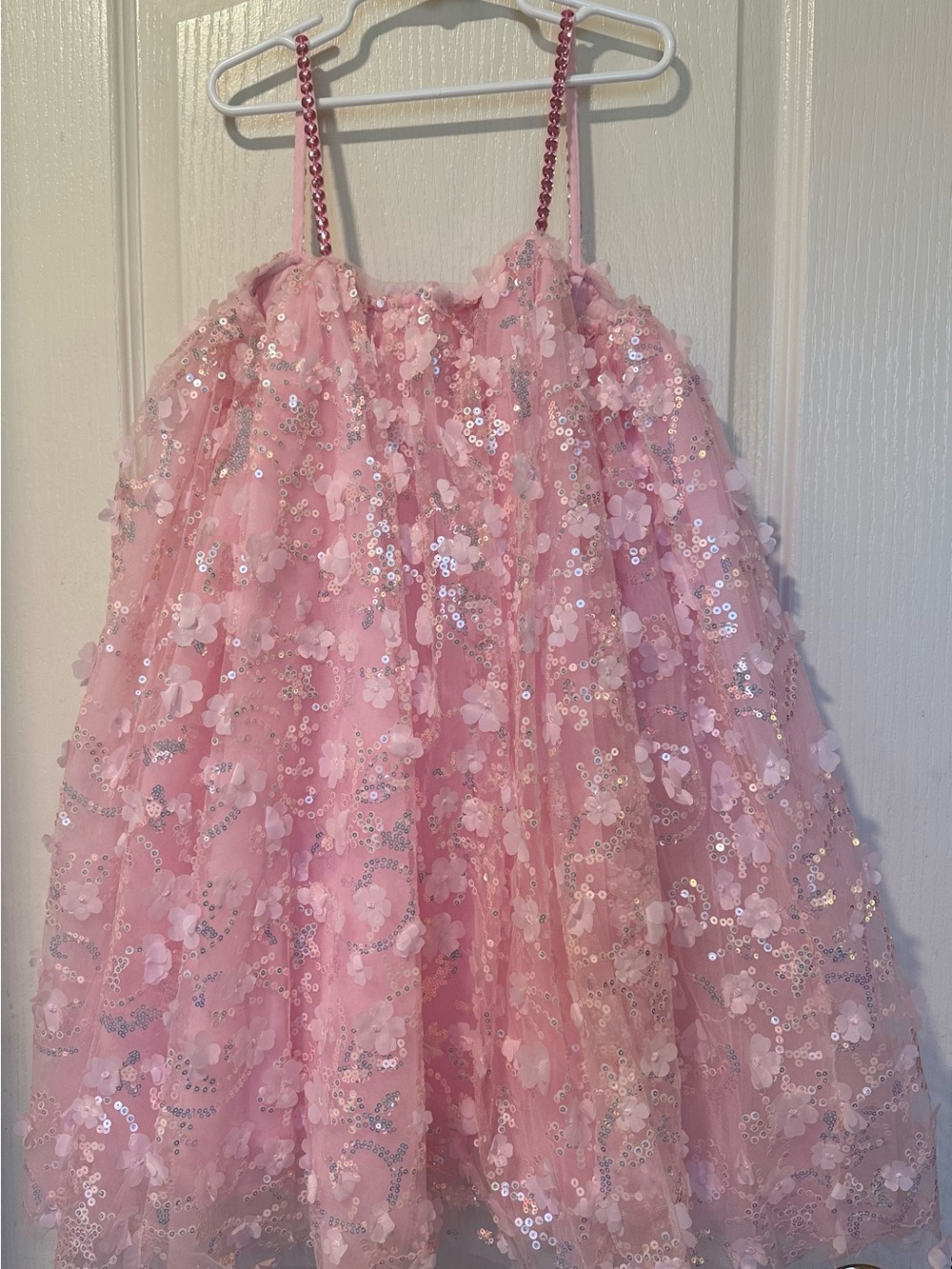 Lola and the Boys Pink Sequin Floral Dress 10